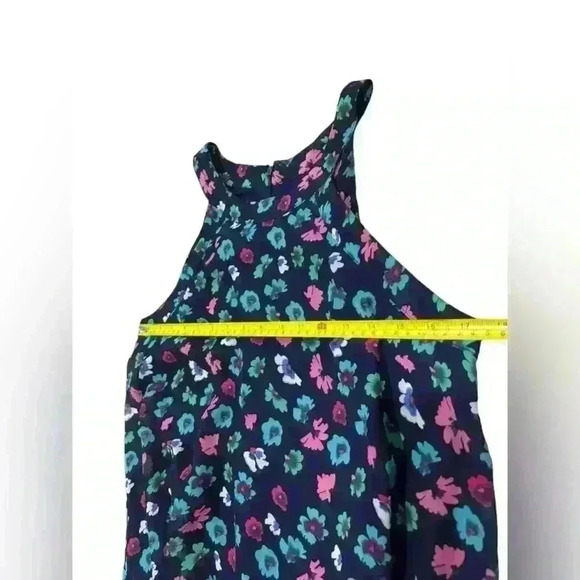Betsey Johnson Trapeze Floral Print Flowy Midi Dress Sleeveless Swing Halter - Picture 6 of 9